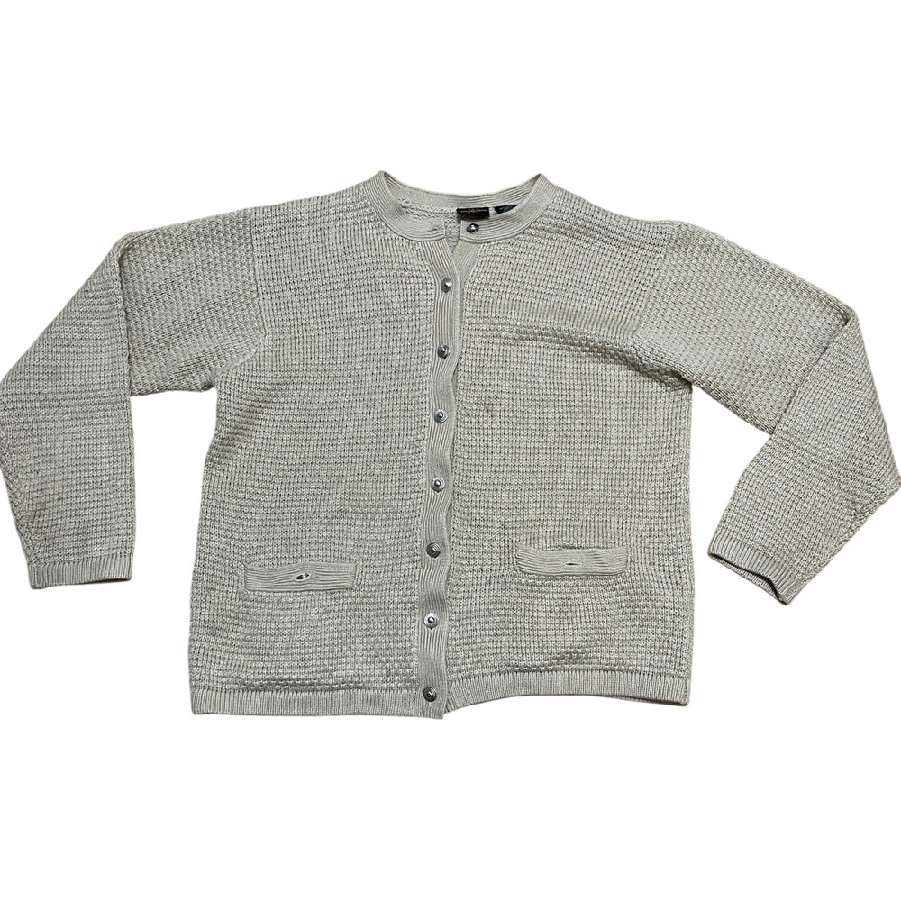 Vintage Jenny Buchanan Camel Tan‎ Knit Button Up Costal Grandma Cardigan Size M